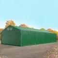 TOOLPORT 5x18 m lagertelt, PVC-presenning, mørkegrønn, med bunnramme, med statikk (betongunderlag)