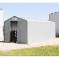 TOOLPORT 6x12 m telthall, PVC-presenning, grå, med statikk (betongunderlag)