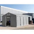 TOOLPORT 6x12 m lagertelt, PVC-presenning, grå, med bunnramme, med statikk (jordunderlag)