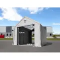 TOOLPORT 4x8 m telthall, PRIMEtex-PVC-presenning, grå, med statikk (betongunderlag)