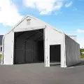 TOOLPORT 8x20 m telthall, PRIMEtex-PVC-presenning, grå, med statikk (jordunderlag)