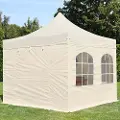 TOOLPORT 3x3 m stål, pop up partytelt, 4 sidepaneler, creme