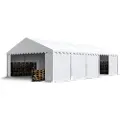 TOOLPORT 5x10 m lagertelt, PVC-presenning, hvit med bunnramme