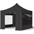 TOOLPORT 3x3 m aluminium, pop up partytelt, 4 sidepaneler, svart