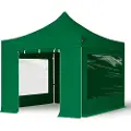 TOOLPORT 3x3 m aluminium, pop up partytelt, 4 sidepaneler, mørkegrønn