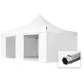 TOOLPORT 5x5 m aluminium, pop up partytelt, 4 sidepaneler, hvit
