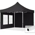 TOOLPORT 3x3 m stål, pop up partytelt, 2 sidepaneler, mørkegrå