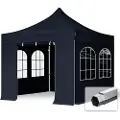 TOOLPORT 3x3 m aluminium, pop up partytelt, 4 sidepaneler, svart