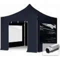TOOLPORT 3x3 m aluminium, pop up partytelt, 4 sidepaneler, svart