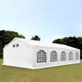 TOOLPORT 5x10 m partytelt, PE-presenning, hvit, med bunnramme