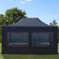 TOOLPORT 3x4,5 m stål, pop up partytelt, 4 sidepaneler, svart