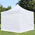 TOOLPORT 3x3 m stål, pop up partytelt, 4 sidepaneler, hvit