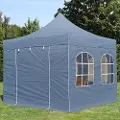 TOOLPORT 3x3 m stål, pop up partytelt, 4 sidepaneler, mørkegrå