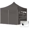 TOOLPORT 3x3 m stål, pop up partytelt, 4 sidepaneler, mørkegrå