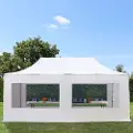 TOOLPORT 3x6 m stål, pop up partytelt, 4 sidepaneler, hvit