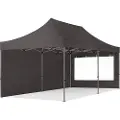 TOOLPORT 3x6 m stål, pop up partytelt, 2 sidepaneler, mørkegrå