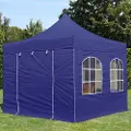 TOOLPORT 3x3 m stål, pop up partytelt, 4 sidepaneler, mørkeblå