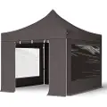 TOOLPORT 3x3 m aluminium, pop up partytelt, 4 sidepaneler, mørkegrå