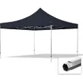 TOOLPORT 4x4 m aluminium, pop up partytelt, uten sidepaneler, svart