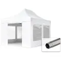 TOOLPORT 3x4,5 m stål, pop up partytelt, 4 sidepaneler, hvit