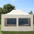 TOOLPORT 3x4,5 m stål, pop up partytelt, 4 sidepaneler, creme