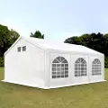 TOOLPORT 4x6 m partytelt, PE-presenning, hvit, med bunnramme