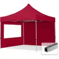 TOOLPORT 3x3 m aluminium, pop up partytelt, 2 sidepaneler, rød
