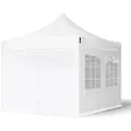 TOOLPORT 3x3 m stål, pop up partytelt, 4 sidepaneler, hvit
