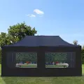 TOOLPORT 3x6 m stål, pop up partytelt, 4 sidepaneler, svart