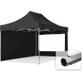TOOLPORT 3x4,5 m aluminium, pop up partytelt, 2 sidepaneler, svart