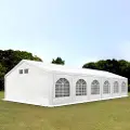 TOOLPORT 6x12 m partytelt, PE-presenning, hvit, med bunnramme
