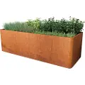 PRIMEYARD 200x80x80 cm plantekasse, cortenstål,  rust-look, inkl. perforert hylleplate