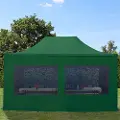 TOOLPORT 3x4,5 m stål, pop up partytelt, 4 sidepaneler, mørkegrønn