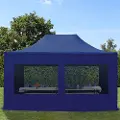 TOOLPORT 3x4,5 m stål, pop up partytelt, 4 sidepaneler, mørkeblå