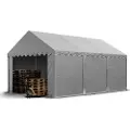TOOLPORT 3x6 m lagertelt, PVC-presenning, grå med bunnramme