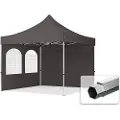 TOOLPORT 3x3 m aluminium, pop up partytelt, 2 sidepaneler, mørkegrå