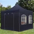 TOOLPORT 3x3 m stål, pop up partytelt, 4 sidepaneler, svart