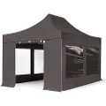 TOOLPORT 3x4,5 m aluminium, pop up partytelt, 4 sidepaneler, mørkegrå