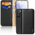 DUX Ducis Hivo Leather Flip Deksel Lommebok i ekte skinn for kort og dokumenter Samsung Galaxy S22+ (S22 Plus) Svart