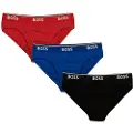 Hugo Boss for man. 50475273 Pack 3 Logo Briefs (XS), Black, Red, Blue, Homewear, Cotton