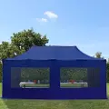 TOOLPORT 3x6 m stål, pop up partytelt, 4 sidepaneler, mørkeblå