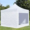 TOOLPORT 3x3 m stål, pop up partytelt, 4 sidepaneler, hvit