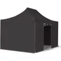 TOOLPORT 3x4,5 m aluminium, pop up partytelt, 4 sidepaneler, svart