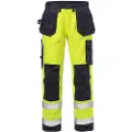Fristads Flame håndverkerbukser høy synlighet cl 2 2584 FLAM Hi-Vis Gul / Marineblå C54