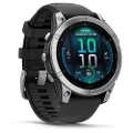 Garmin fenix E - 47 mm - rustfritt stål - sportsur med bånd - silikon - svart - håndleddstørrelse: 125-208 mm - display 1.3 - 16 GB - Bluetooth, Wi-Fi, ANT+ - 76 g