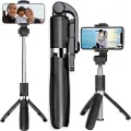 Tech-Protect L01S Bluetooth Selfiestang med Trebent Stativ - Svart
