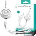 JOYROOM S-A40 fargerik 3-i-1 mini uttrekkbar USB-A til USB-C/Lightning/MicroUSB-kabel - 1 m - hvit