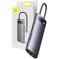 Baseus StarJoy Series USB-C to 3x USB 3.1 + HDMI + USB-C PD + RJ45 + microSD/SD USB-hub - USB 3.1 - 8 porter - Grå