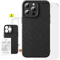 Baseus Etui Baseus Syntetisk fiber iPhone 15 Pro + herdet glass