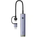 Baseus Hub 4in1 Baseus UltraJoy USB-A&USB-C til 3xUSB3.0+USB-C+RJ45 (grå)